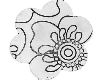 Ornate flower connector ornate antiqued silver tone - Dimensions: 4.9 cm x 3.8 cm REF: 1 B 31322