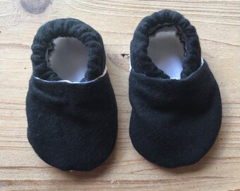 Soft sole baby shoes, Crib shoes, black baby shoes