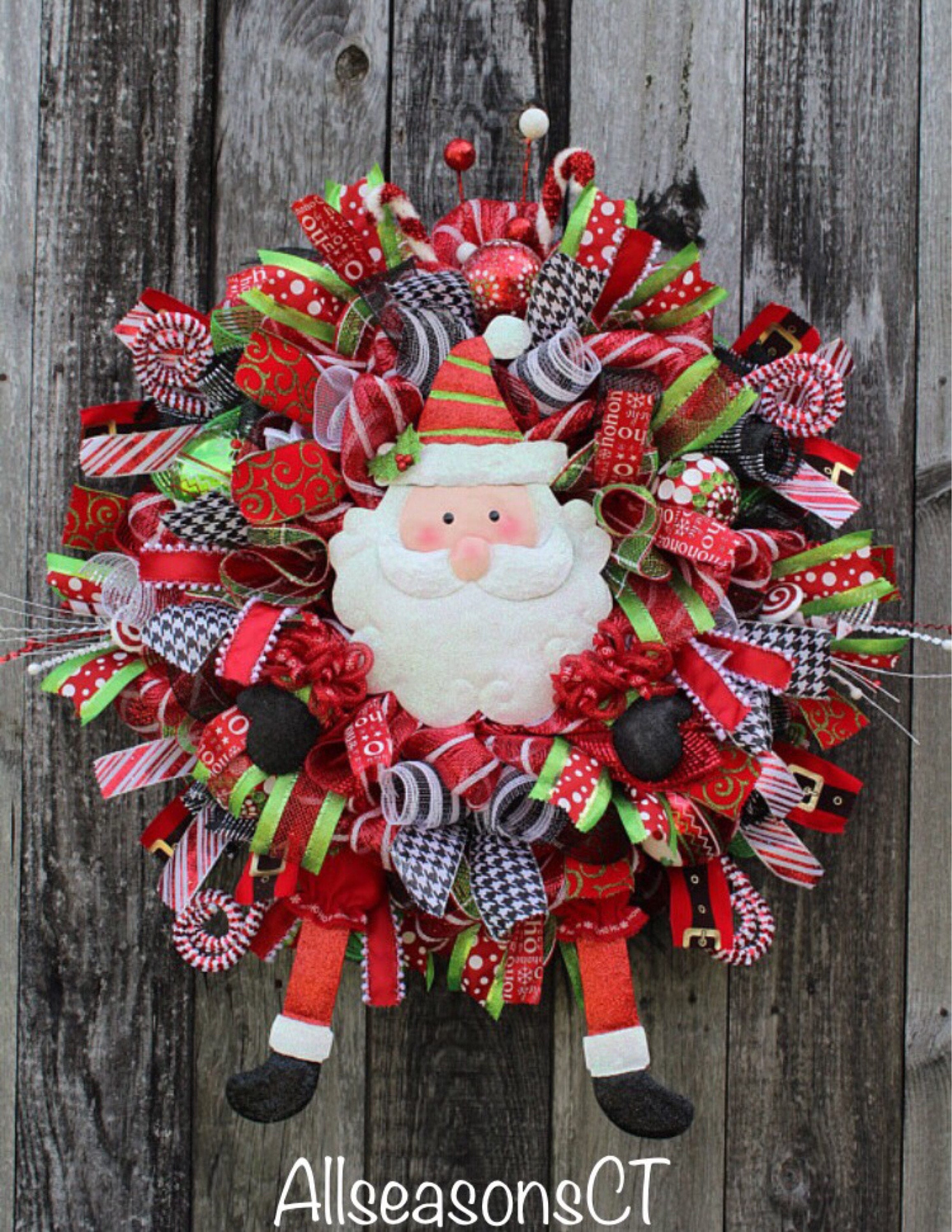 Ho Ho Santa Claus Deco Mesh Wreath Santa Wreath Santa Claus