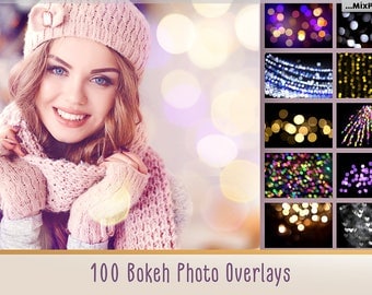 100 Bokeh lights Effect Photo Overlays, Gold Bokeh Photoshop Overlays, Christmas Bokeh , sparkles effect, Wedding Overlay, silver bokeh