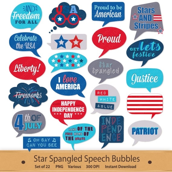 Speech Bubbles Star Spangled Digital Clip Art