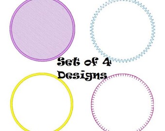 Circle Embroidery Designs Blanket Stitch Applique Filled Zigzag Stitch Circles Embroidery Design 7 Sizes Each Instant Download