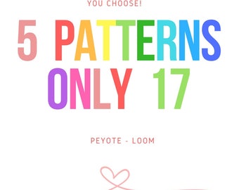 Set pattern, 5 pattern, mega pack pattern, loom peyote, chosen pattern, cuff pattern, loom pattern, beading pattern, pack pattern