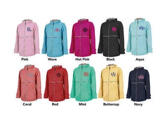 Monogram Rain Jacket - Charles River Women's Rain Jacket- FREE LEFT CHEST MONOGRAM11 color options