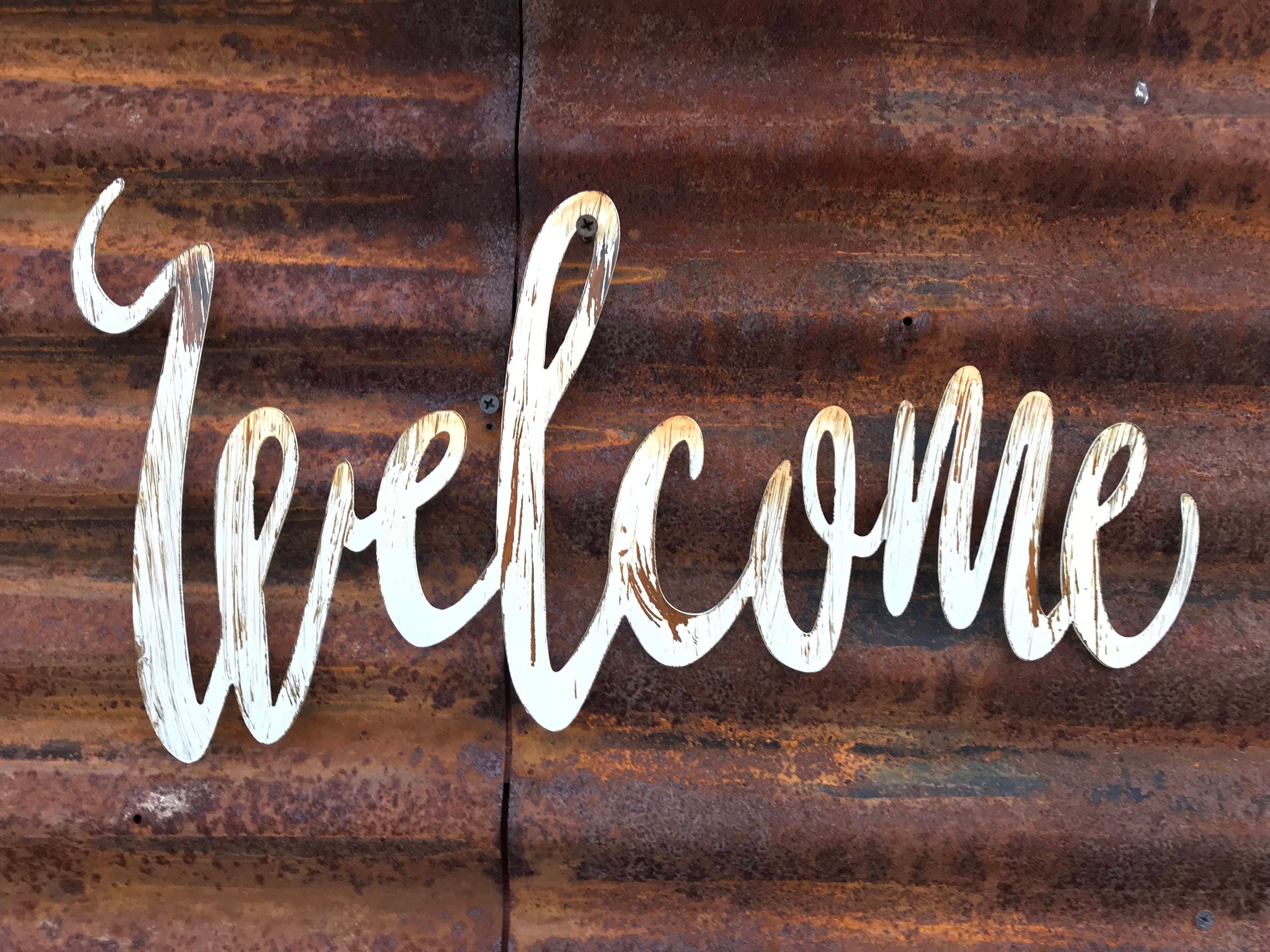 Welcome Sign Word Metal Calligraphy Farmhouse Decor Welcome Sign Word Metal Calligraphy Farmhouse Decor