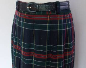 summer sale Vintage kilt Red Plaid Tartan Pleated Skirt Kilt size small by Paul Separates