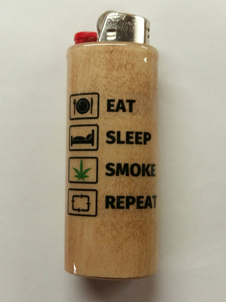 Eat Sleep Smoke Repeat BIC Lighter Case Holder Sleeve Cover