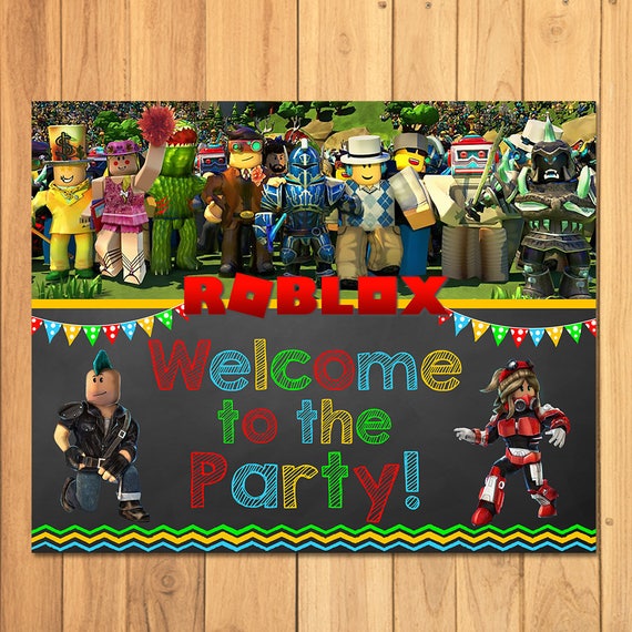 Roblox Centerpiece Custom Party Printables - roblox party placemats chalkboard rob