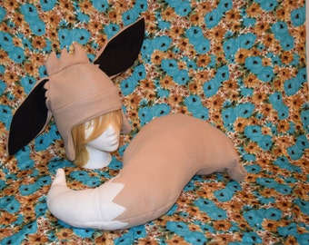 Eevee Fleece Tail and Hat costume/cosplay accessories- Great Geeky Christmas gift