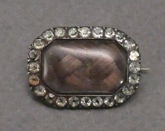 10K and Silver & Paste Mourning Brooch-nice braided hair