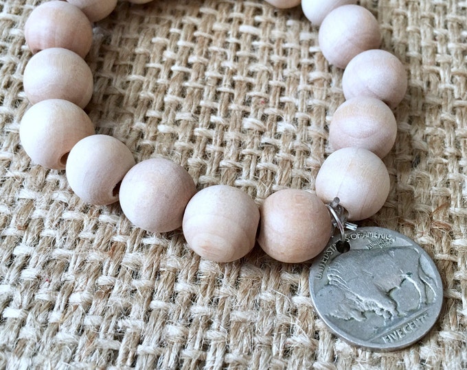 Wood Coin Bracelet, Buffalo Nickel Bracelet, Buffalo Bracelet, Nickel Bracelet, Boho Coin Bracelet, Eco Wood Bracelet, Boho Coin Bracelet