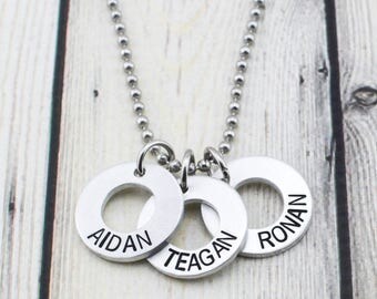 Custom Mens Necklace - Personalized Mens Name Necklace for Dad - Hand Stamped Mens Necklace - Personalized Necklace for Men - Gift for Man