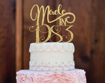 Birthday Cake Topper , Made in Cake Topper , happy birthday cake topper , birthday party decorations , cake topper birthday , Glitter Cake