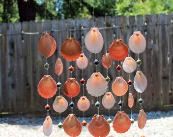 Driftwood Sea Shell Wind Chimes, Handmade Wind Chimes, Wind Chimes, Housewarming Gift, Sea Shell Home Decor, Outdoor Mobile, Patio Decor