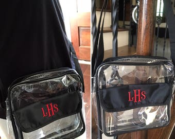 Monogrammed Clear Stadium Bag | Monogrammed Cross Body Clear Bag | Monogrammed Clear Purse