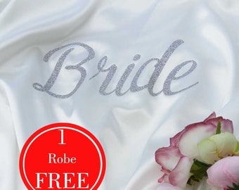Customized Bridesmaid Robes, Glitter Bride Robe, Bridesmaid gift, Bridal Party Robes, Bridesmaid Outfit, satin bridesmaid robes, bride gift