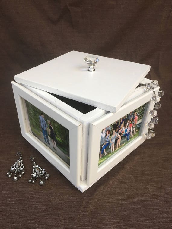 Rotating photo frame jewelry storage box