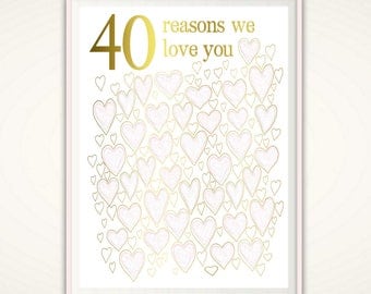 40th Wedding Anniversary Gift - 40th Anniversary Gift For Parents, Mum and Dad, Prints, Sign, Poster, 40th Birthday Print, 40, DOWNLOAD DIY