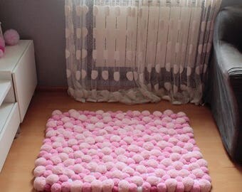 Bathroom Rug, Pom Pom Rug, Pompom Rug, Bohemian Rug, Bedroom Rug, Fluffy Rug, Living Room Rug, Soft Rug, Floor Rug, Handmade Rug, Washable