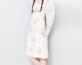 Vintage 1970's Folk Floral Print Mini Dress