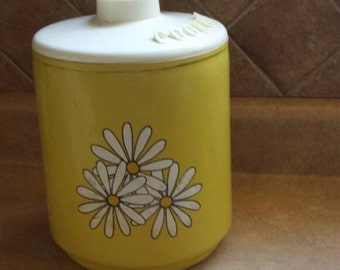 Retro Mustard yellow Daisy cookie tin.