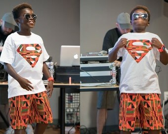 Boys African Kente Superman Outfit