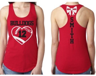Glitter Football Mom Heart Racerback Tank Top Customize