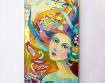 Summer Oil painting on canvas Original oil painting portrait Girl Original art portrait oil painting original folk art painting frida kahlo