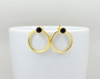 Orecchini A Goccia In Onice Nero E Argento 925 VONALA - Filigrana Placcata Oro Rosa, 37x12 Mm, Ipoallergenici - 3
