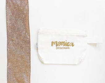 Custom Makeup Bag, Cosmetic Bag, Bridesmaid Makeup Bag, Bridesmaid Gift, Gift for Maid of Honor, Monogram Makeup Bag, Custom Bridesmaid Gift