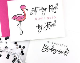 Will You Be My Bridesmaid Card, Maid of Honor Card, Flamingo Card, Flower Girl Card, Bridesmaid Gift - (FPS0007)
