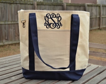 Organic Cotton Tote, Monogrammed Tote Bag, Monogram bag, Monogrammed canvas bag, Boat bag, Monogram canvas tote, Boat Tote