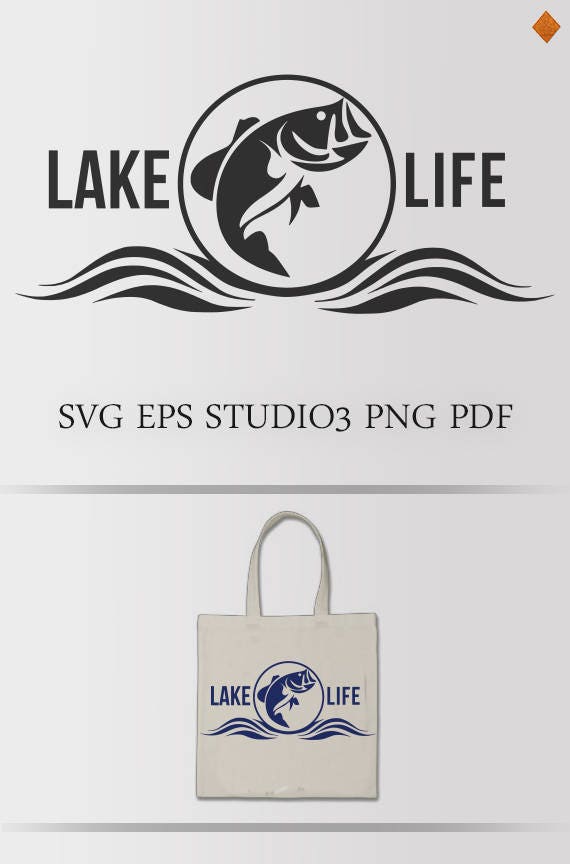 Download LAKE LIFE SVG. Cutting file for Silhouette Cricut. Fishing