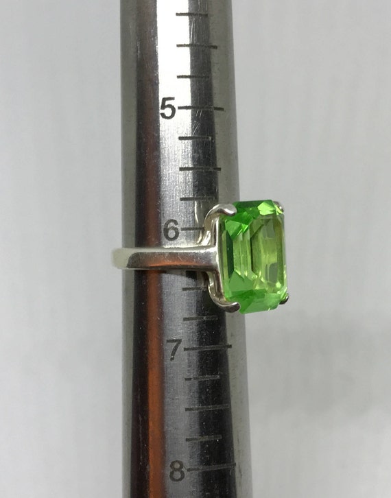 Vintage Sterling Silver Uranium Vaseline Glass Solitaire Ring
