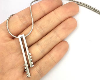 Vintage Sterling Silver Diamanté Pendant on Snake Chain Necklace