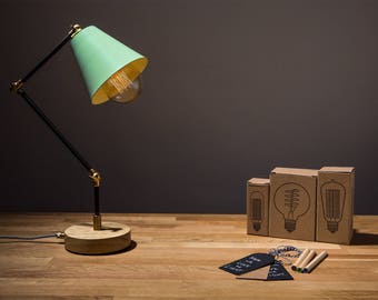 Bucket Desk Lamp - Edison Bulb - Mint Green - FREE SHIPPING