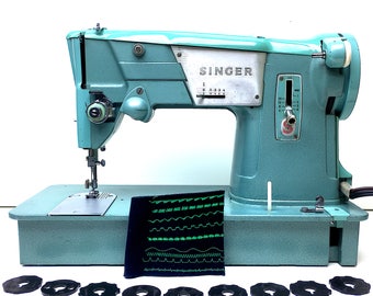 Fully Serviced & Restored by 3FTERS 1965 SINGER 327k Zig Zag Vintage Sewing Machine with 9 Flat Cams Fashion Pattern Discs