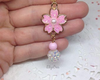UV resin Sakura cherry blossom pendant necklace