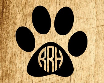 Paw Print Vinyl Monogram Sticker