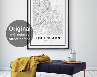 Copenhagen Map Print, Scandinavian Print, Black and White Map, Denmark Map Print, Copenhagen Map Poster, City Map Print, Affiche Scandinave