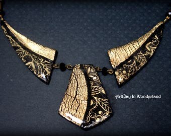 Necklace Black & Gold, black and gold necklace