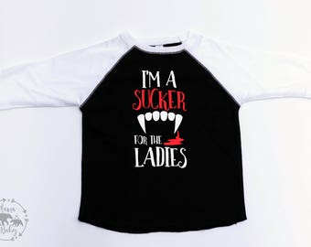 Toddler Boy's Halloween Shirt, Toddler Halloween Shirt, Toddler Halloween Raglan, Im a Sucker For The Ladies Shirt, Boys Halloween Shirt
