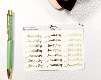 Gold Foiled Laundry Planner Stickers-Functional Planner Stickers-Foiled Planner Stickers-Personal Planner Stickers-EC Stickers L-101