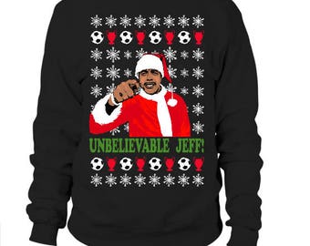 Chris Kamara Novelty Funny Unbelievable Jeff, Christmas Xmas Ugly Sweater Jumper Free UK Shipping Cheap US Shipping