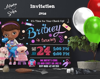 DOC MCSTUFFINS BIRTHDAY Invitation, Doc McStuffins Party Ideas, Doc McStuffins Invitation, Printable Invitation