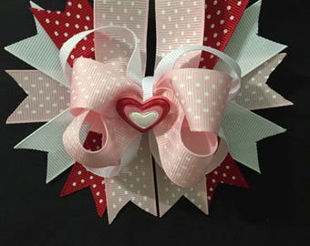 Heart Embellished Valentine's Day Hair Bow