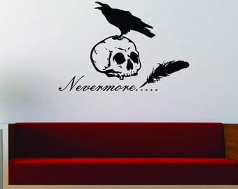 Nevermore Raven and Skull wall decal
