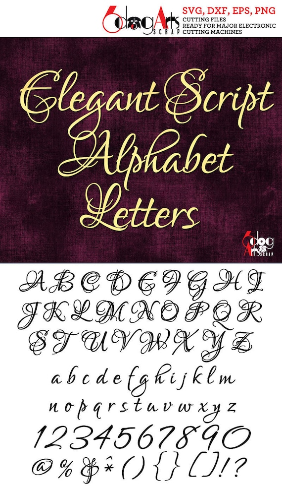 Elegant Alphabet Script SVG DXF Vector Cut Files Monogram Font