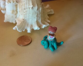 Fimo Polymer Clay Mermaid, Octopus Mermaid, Melon, Watermelon, Fruits, Tiny Mermaid