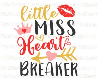 Little Miss Heart Breaker SVG Clipart Cut Files Silhouette Cameo Svg for Cricut and Vinyl File cutting Digital cuts file DXF Png Pdf Eps